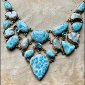 Larimar, Pearl, and Blue Topaz